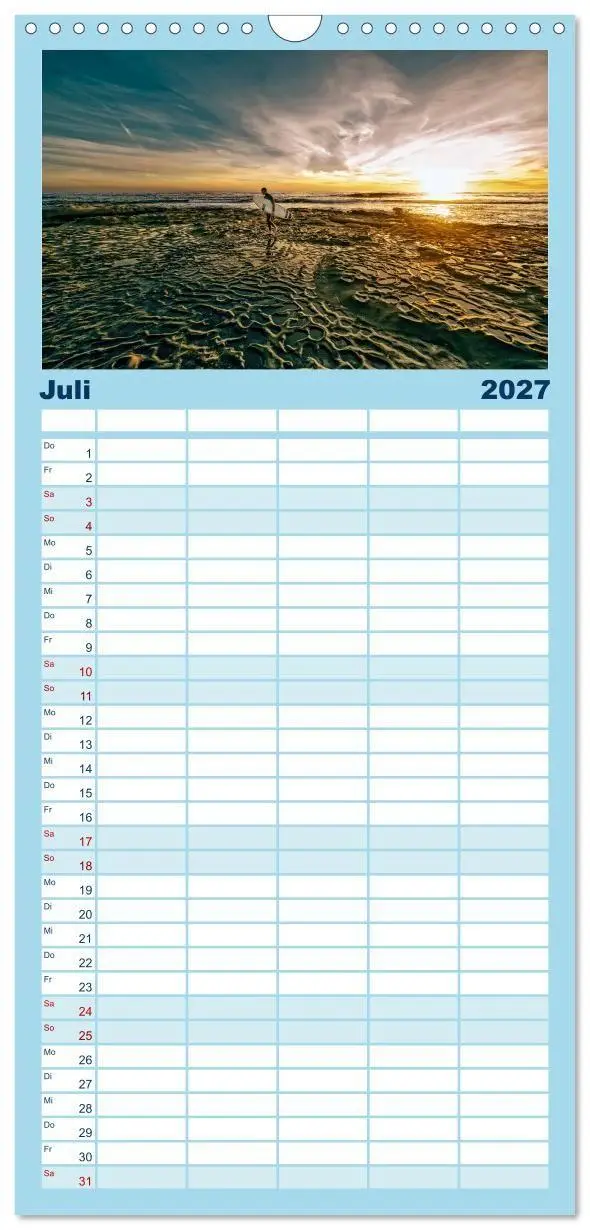 Bild: 9783594343333 | Familienplaner 2027 - Surfen - so cool mit 5 Spalten (Wandkalender,...