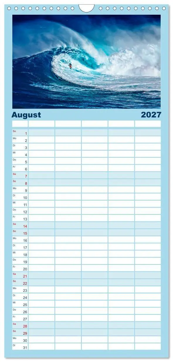 Bild: 9783594343333 | Familienplaner 2027 - Surfen - so cool mit 5 Spalten (Wandkalender,...