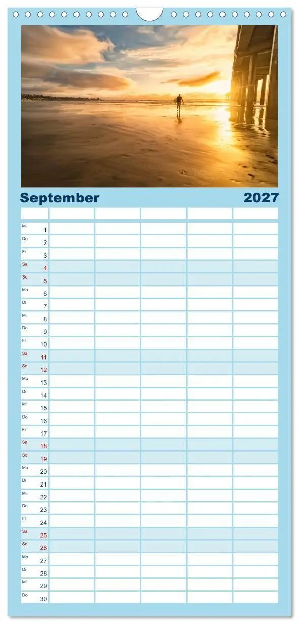 Bild: 9783594343333 | Familienplaner 2027 - Surfen - so cool mit 5 Spalten (Wandkalender,...