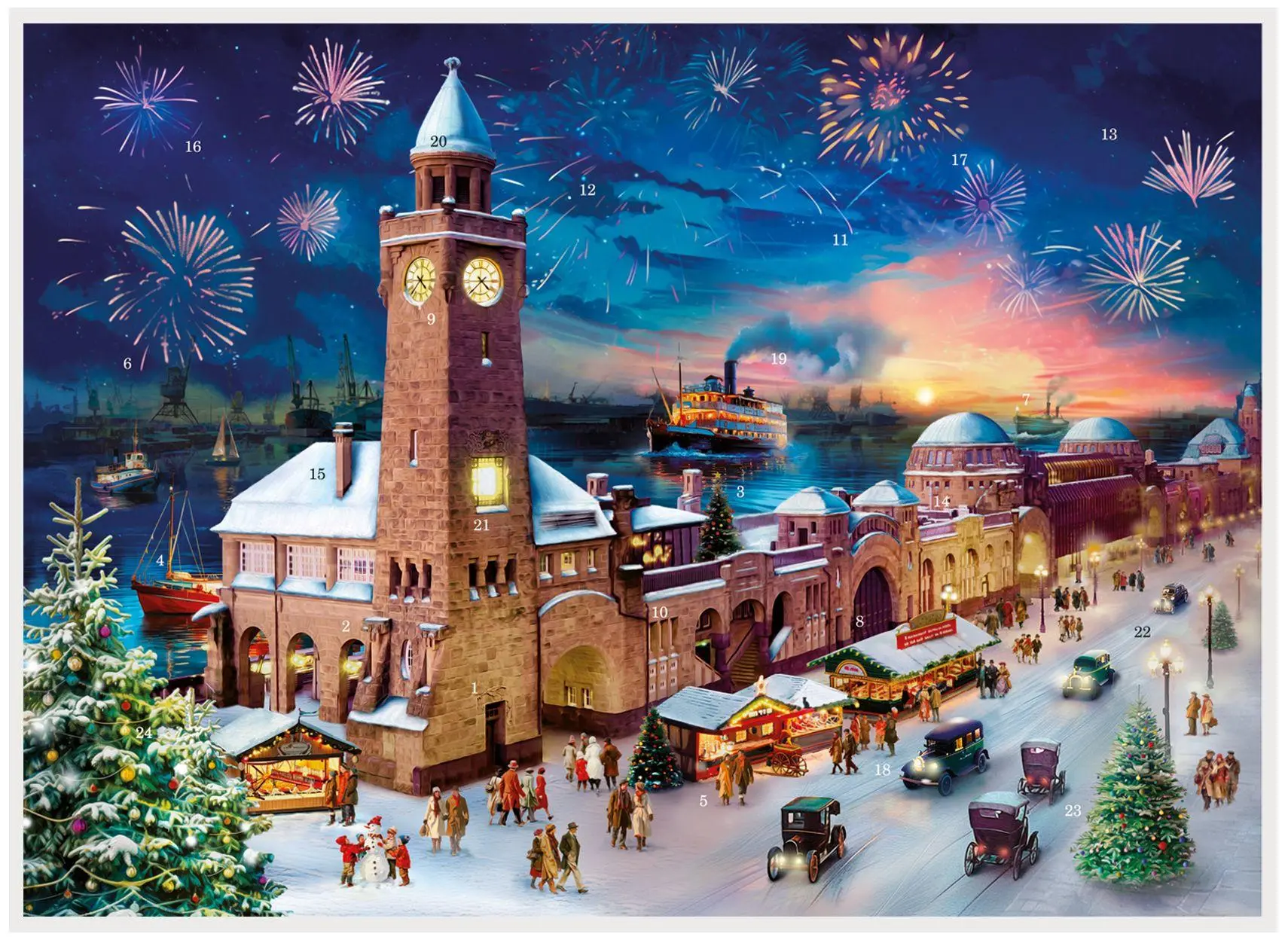 Cover: 4025985993433 | Adventskalender "Hamburg Landungsbrücken" | Papier Adventskalender