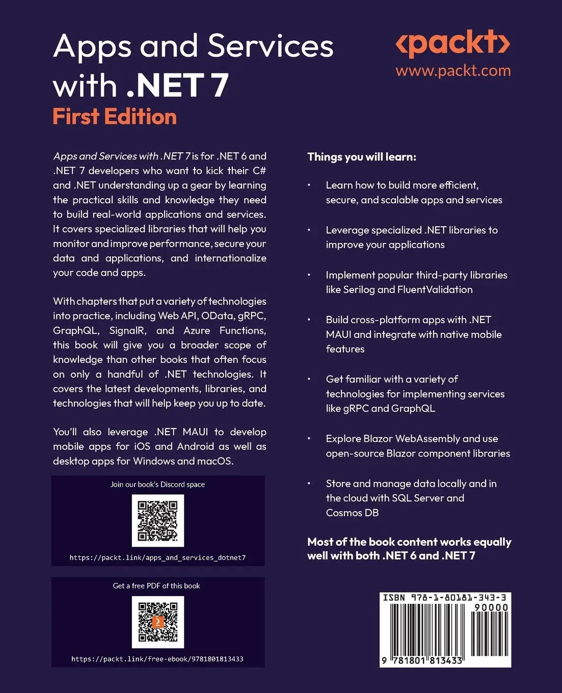Rückseite: 9781801813433 | Apps and Services with .NET 7 | Mark J. Price | Taschenbuch | Englisch