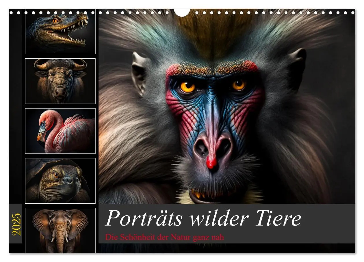 Cover: 9783383913433 | Porträts wilder Tiere (Wandkalender 2025 DIN A3 quer), CALVENDO...