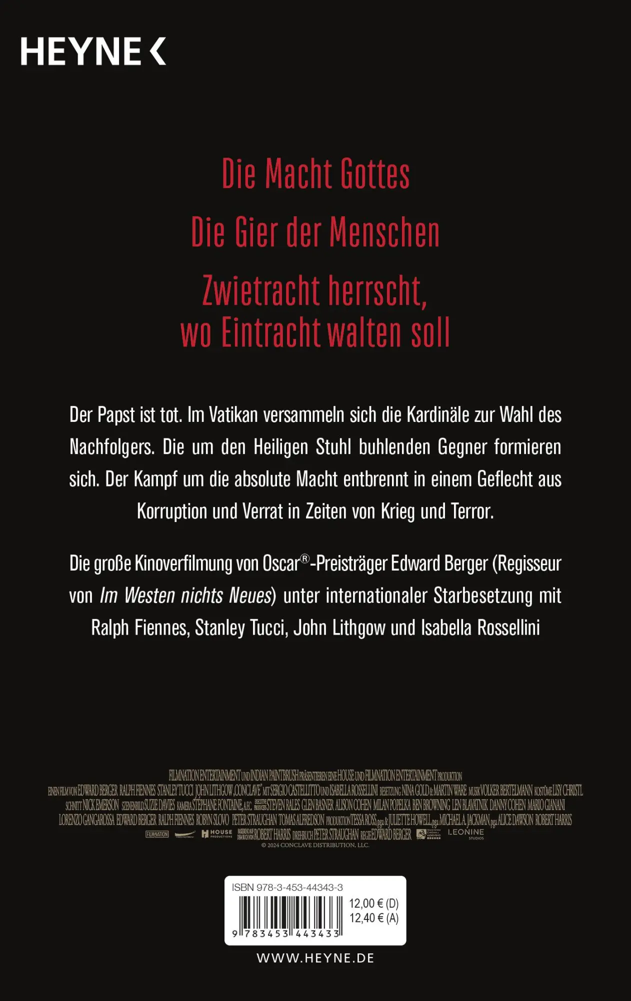 Bild: 9783453443433 | Konklave | Roman. Die Buchvorlage zum Film | Robert Harris | Buch