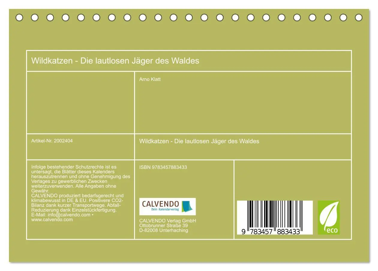Bild: 9783457883433 | Wildkatzen - Die lautlosen Jäger des Waldes (Tischkalender 2026 DIN...