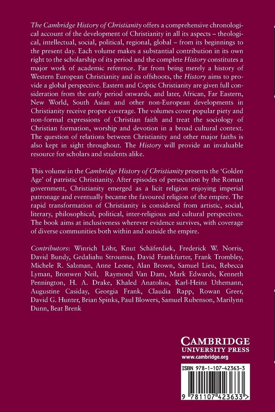 Rückseite: 9781107423633 | The Cambridge History of Christianity | Augustine Casiday (u. a.)