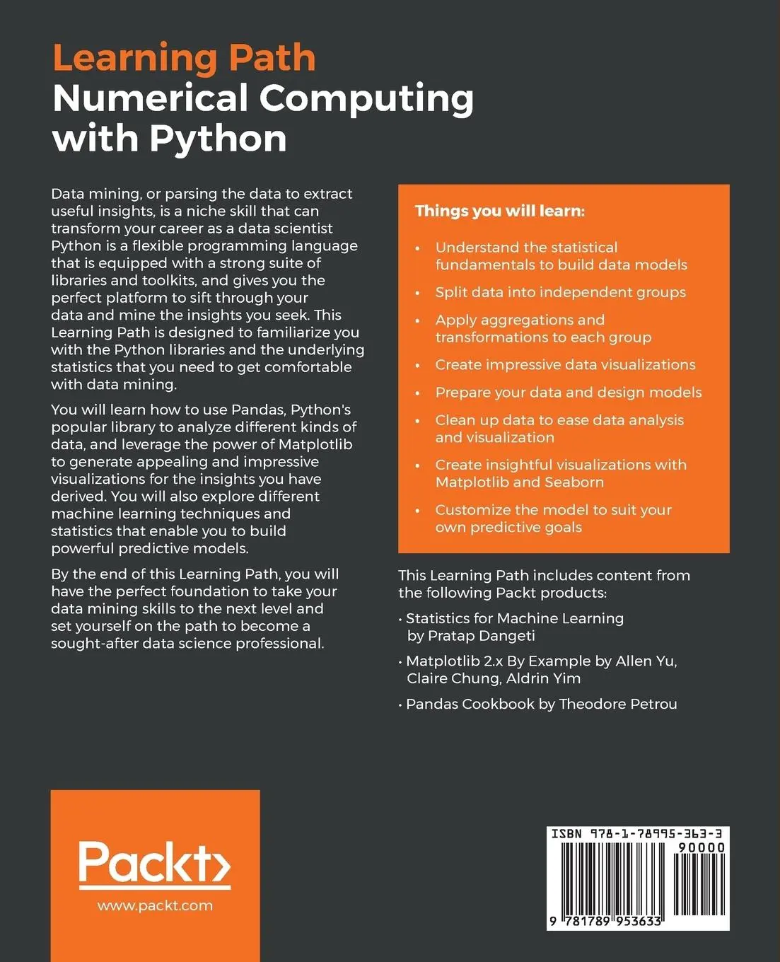 Rückseite: 9781789953633 | Numerical Computing with Python | Pratap Dangeti (u. a.) | Taschenbuch
