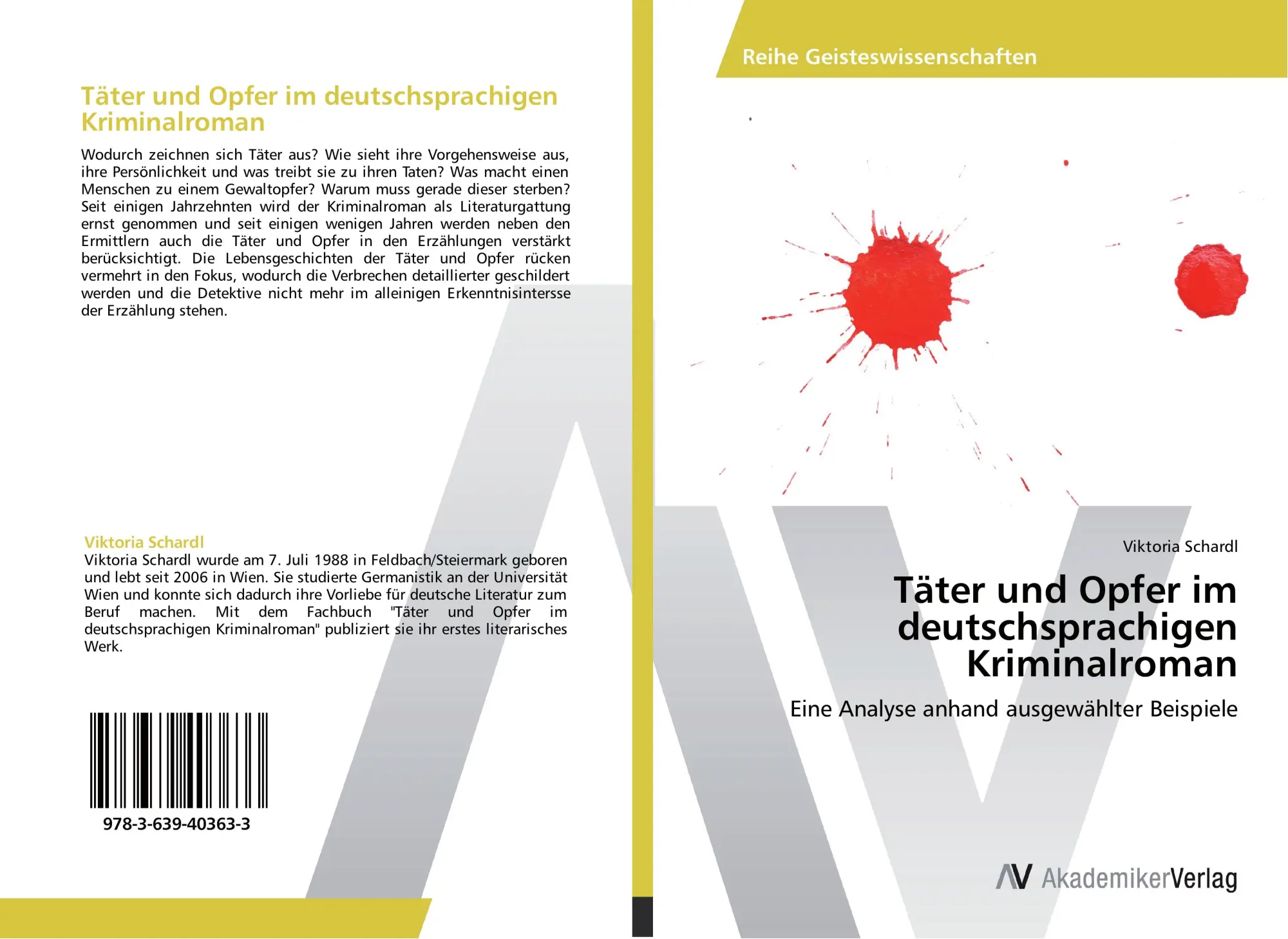 Cover: 9783639403633 | Täter und Opfer im deutschsprachigen Kriminalroman | Viktoria Schardl