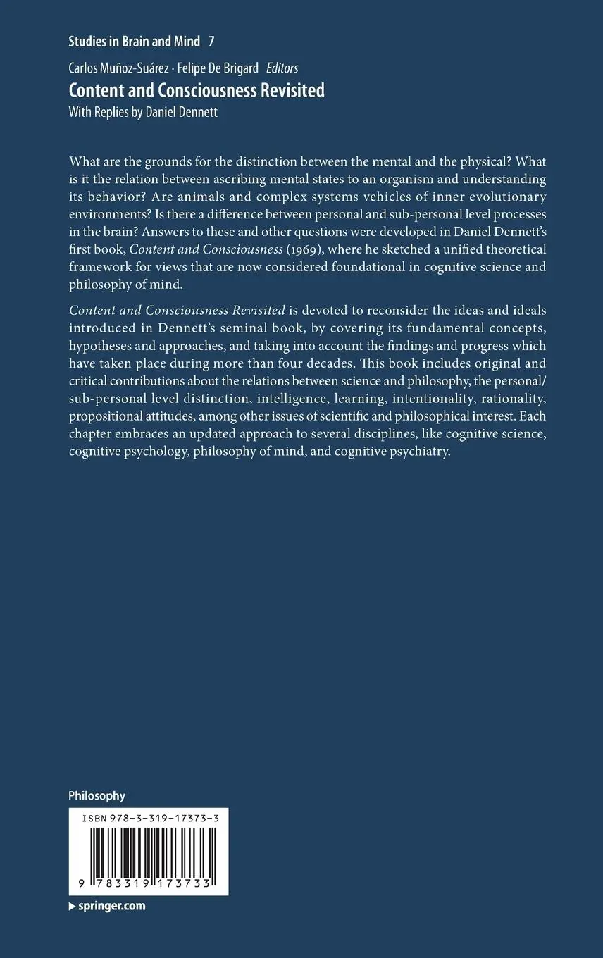 Rückseite: 9783319173733 | Content and Consciousness Revisited | With Replies by Daniel Dennett