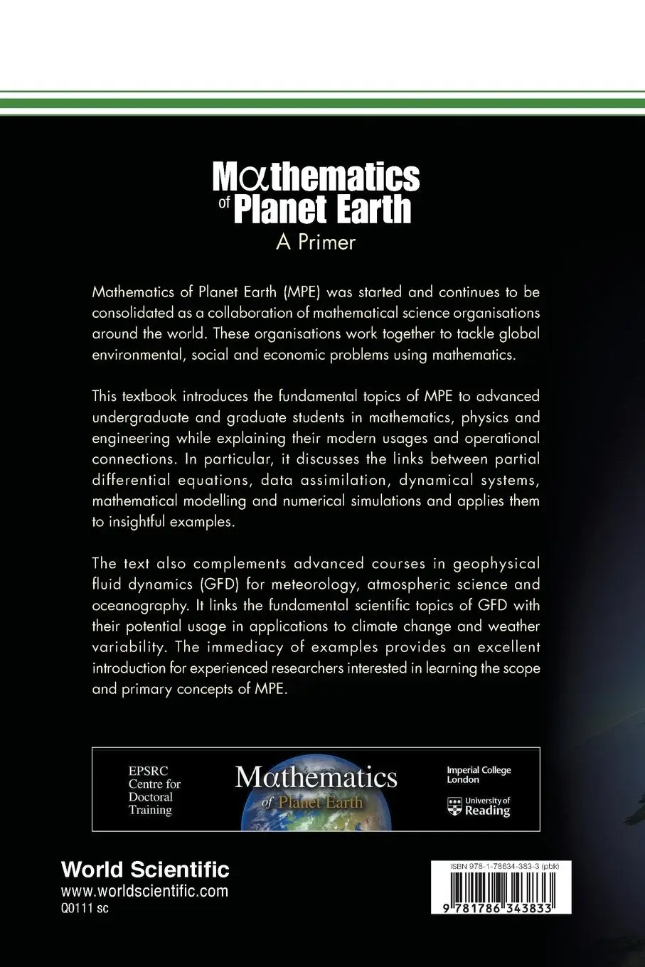 Rückseite: 9781786343833 | MATHEMATICS OF PLANET EARTH | A PRIMER | Holm | Taschenbuch | Englisch