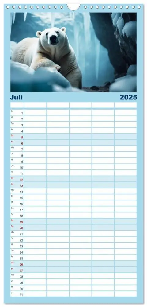 Bild: 9783457153833 | Familienplaner 2025 - Eisbären im Fokus mit 5 Spalten...