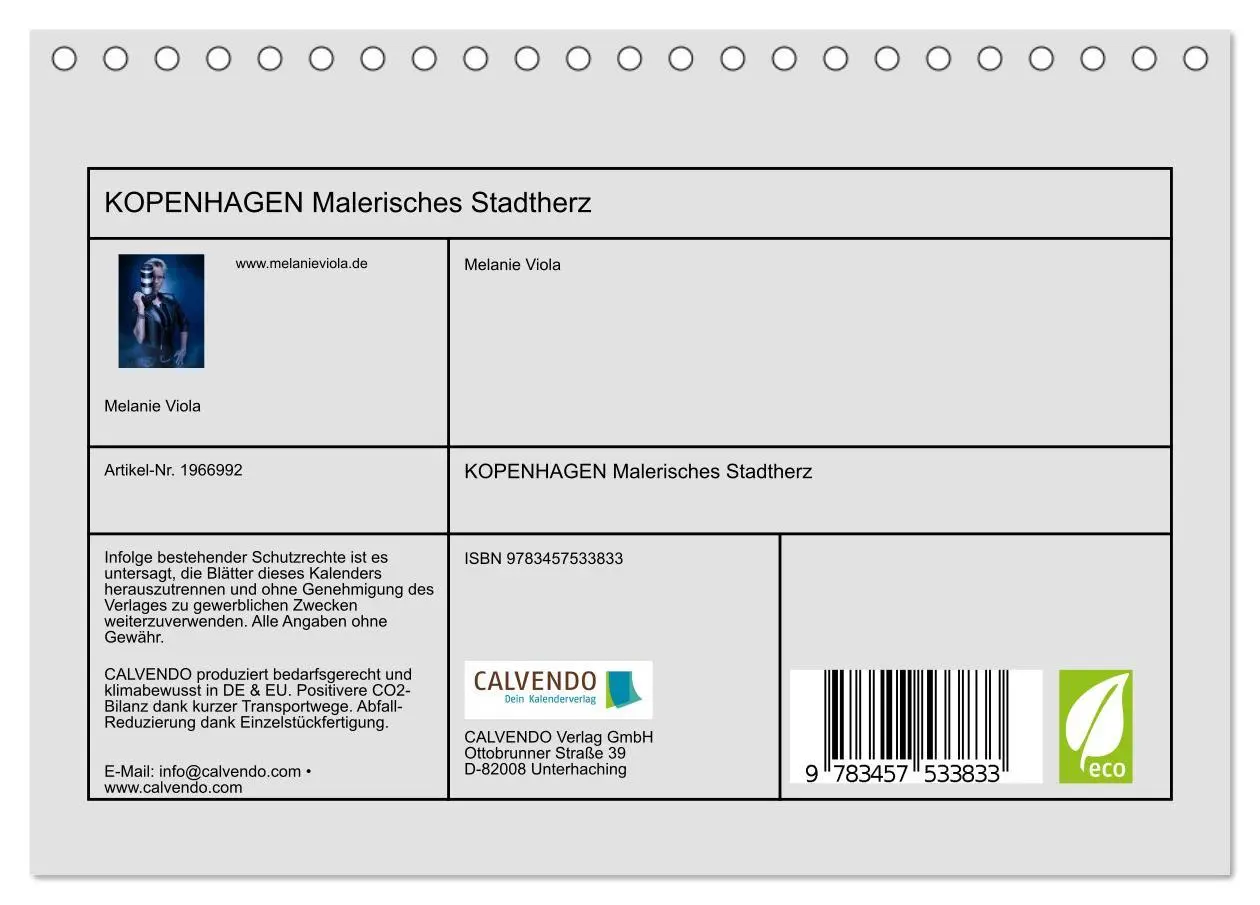 Bild: 9783457533833 | KOPENHAGEN Malerisches Stadtherz (Tischkalender 2026 DIN A5 quer),...