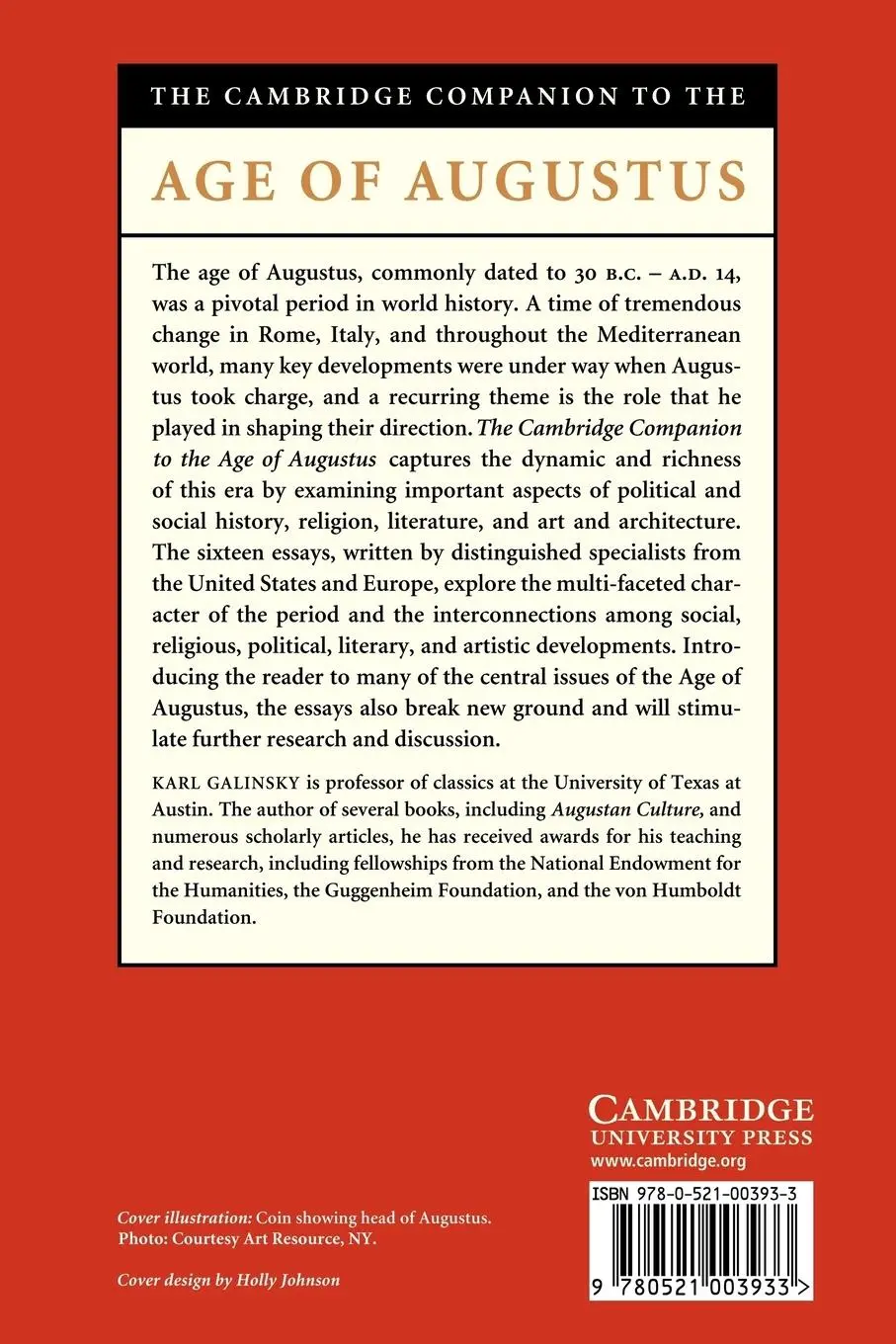 Rückseite: 9780521003933 | The Cambridge Companion to the Age of Augustus | Karl Galinsky | Buch