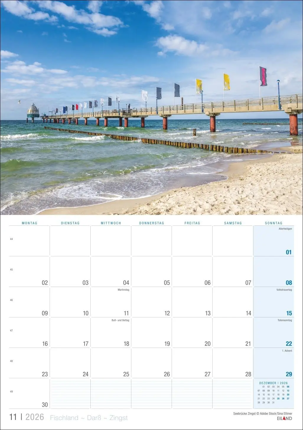 Bild: 9783964023933 | Fischland - Darß - Zingst Kalender 2026 | Eiland | Kalender | 13 S.