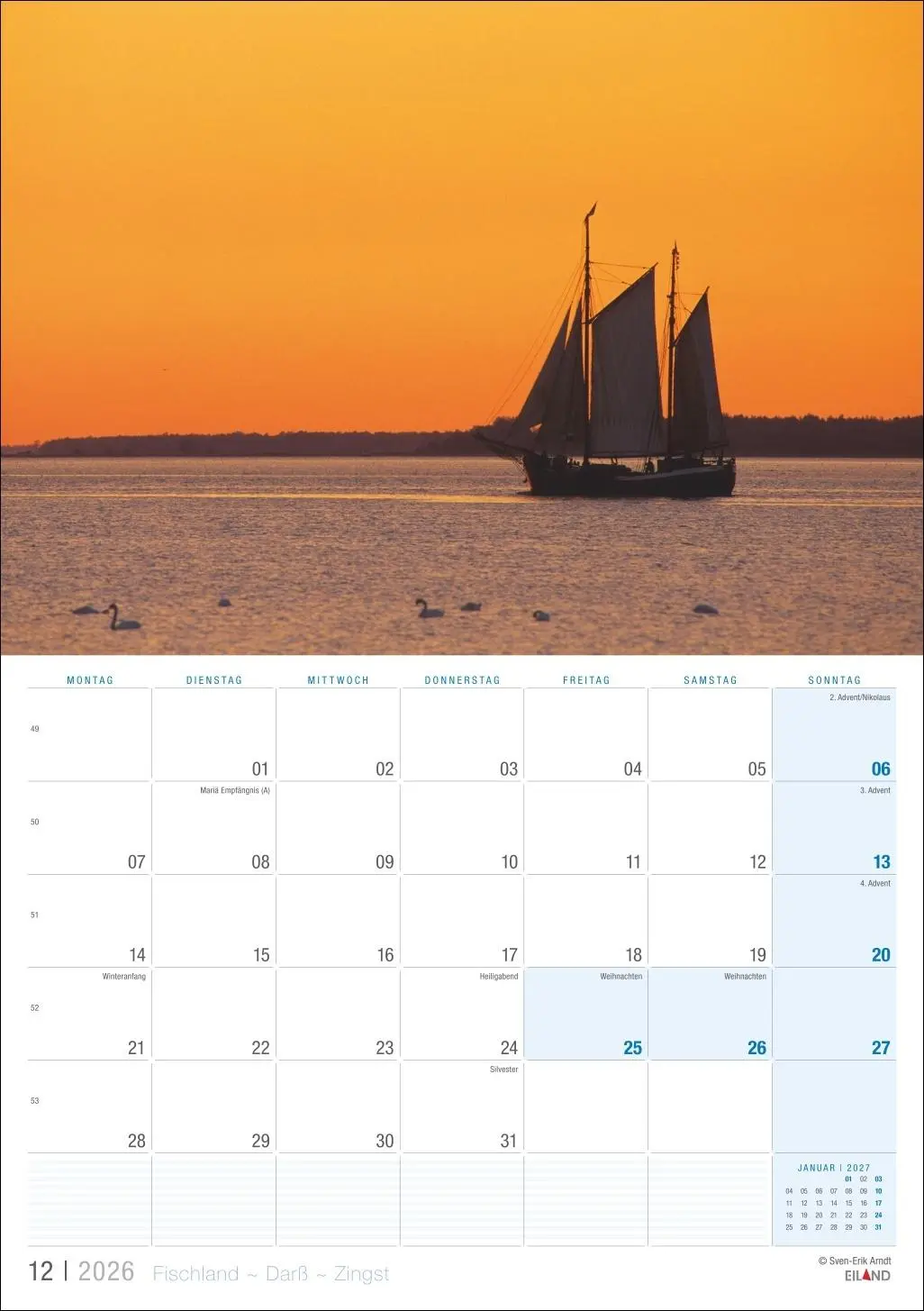 Bild: 9783964023933 | Fischland - Darß - Zingst Kalender 2026 | Eiland | Kalender | 13 S.
