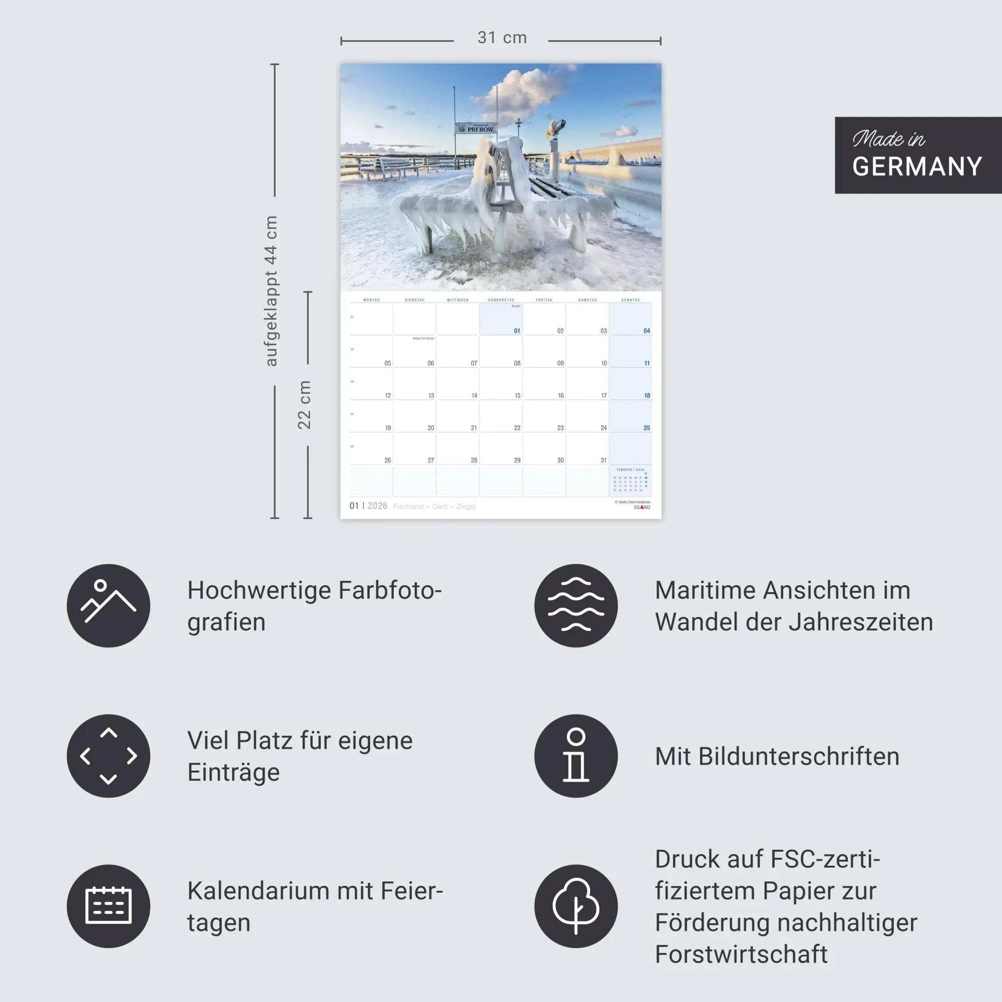 Bild: 9783964023933 | Fischland - Darß - Zingst Kalender 2026 | Eiland | Kalender | 13 S.