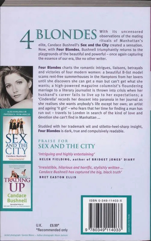 Rückseite: 9780349114033 | 4 Blondes | Candace Bushnell | Taschenbuch | 307 S. | Englisch | 2001