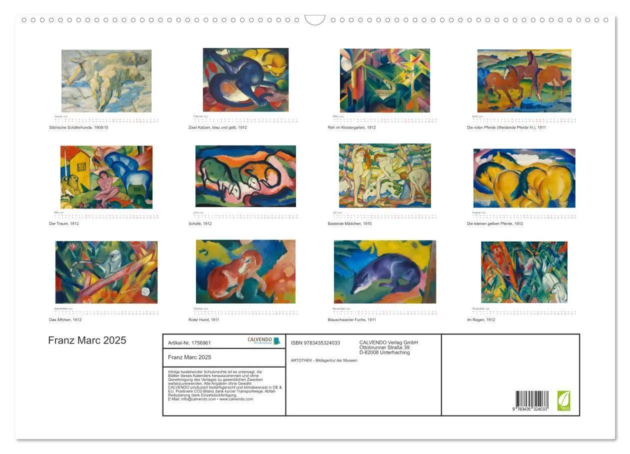 Bild: 9783435324033 | Franz Marc 2025 (Wandkalender 2025 DIN A2 quer), CALVENDO...