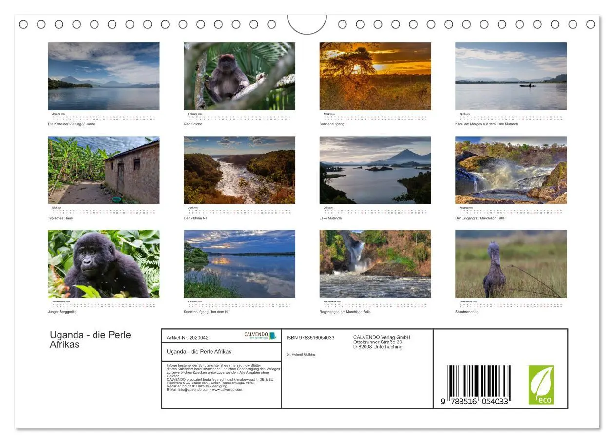 Bild: 9783516054033 | Uganda - die Perle Afrikas (Wandkalender 2026 DIN A4 quer),...