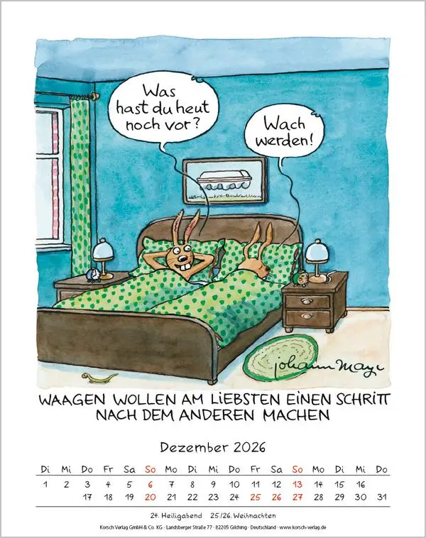 Bild: 9783731884033 | Waage 2026 | Verlag Korsch | Kalender | Spiralbindung | 13 S. | 2026