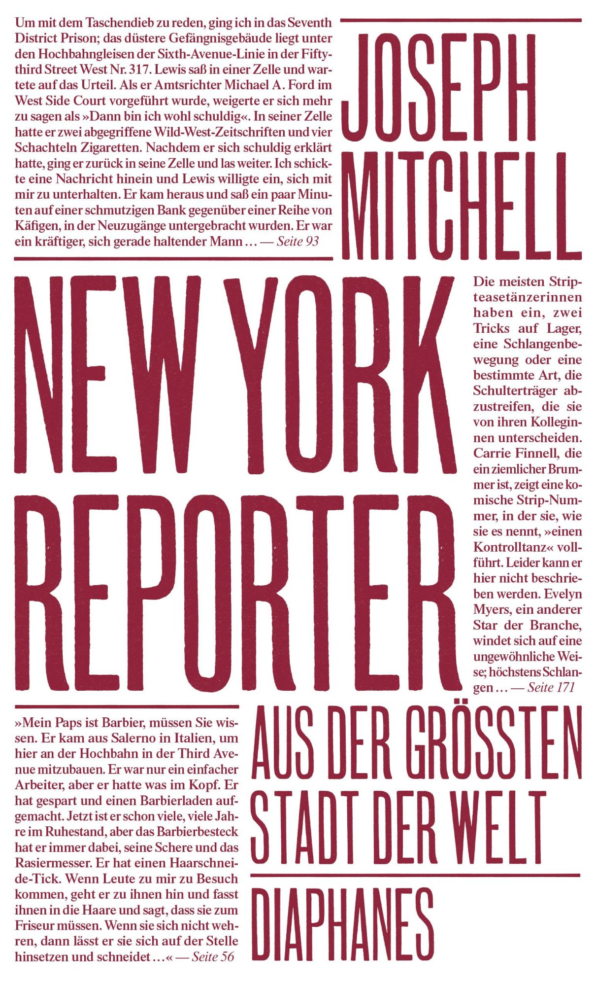 Cover: 9783035804133 | New York Reporter | Aus der größten Stadt der Welt | Joseph Mitchell