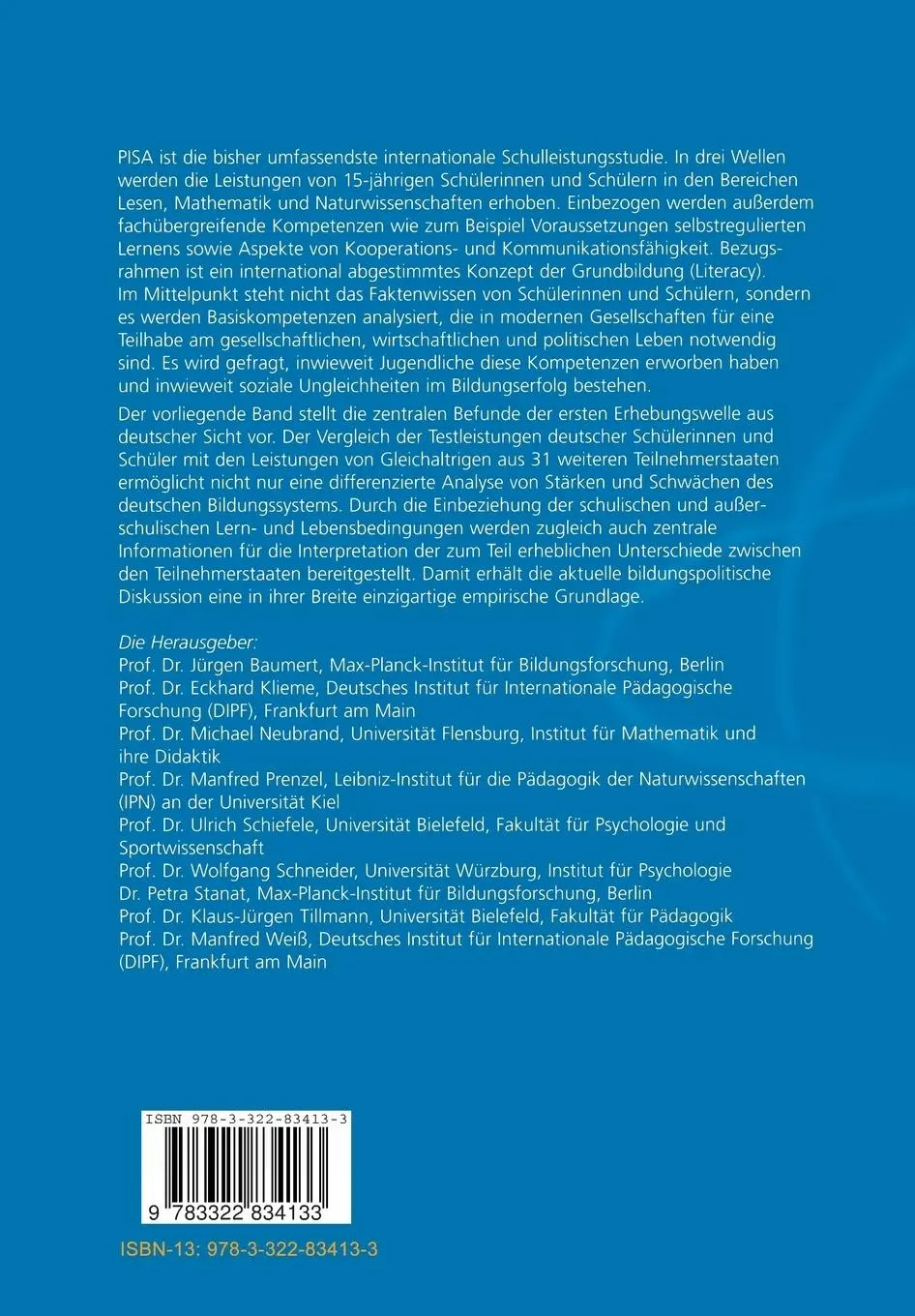 Rückseite: 9783322834133 | PISA 2000 | Jürgen Baumert | Taschenbuch | 548 S. | Deutsch | 2012