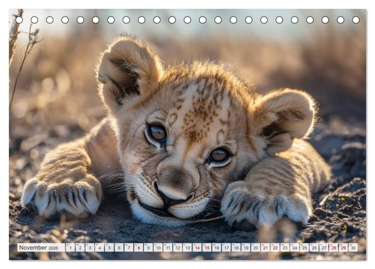 Bild: 9783516594133 | TIERKINDER Abenteuer Wildnis (Tischkalender 2026 DIN A5 quer),...