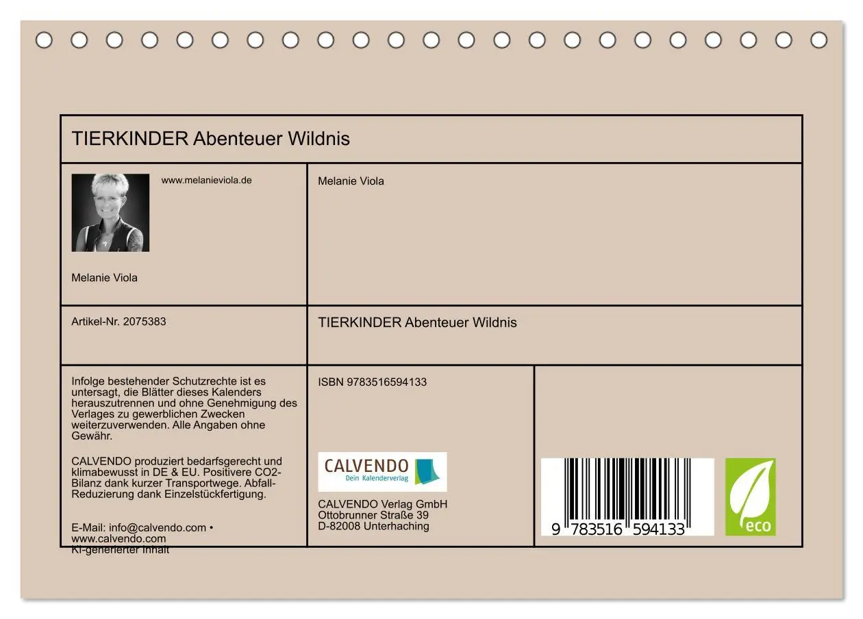Bild: 9783516594133 | TIERKINDER Abenteuer Wildnis (Tischkalender 2026 DIN A5 quer),...