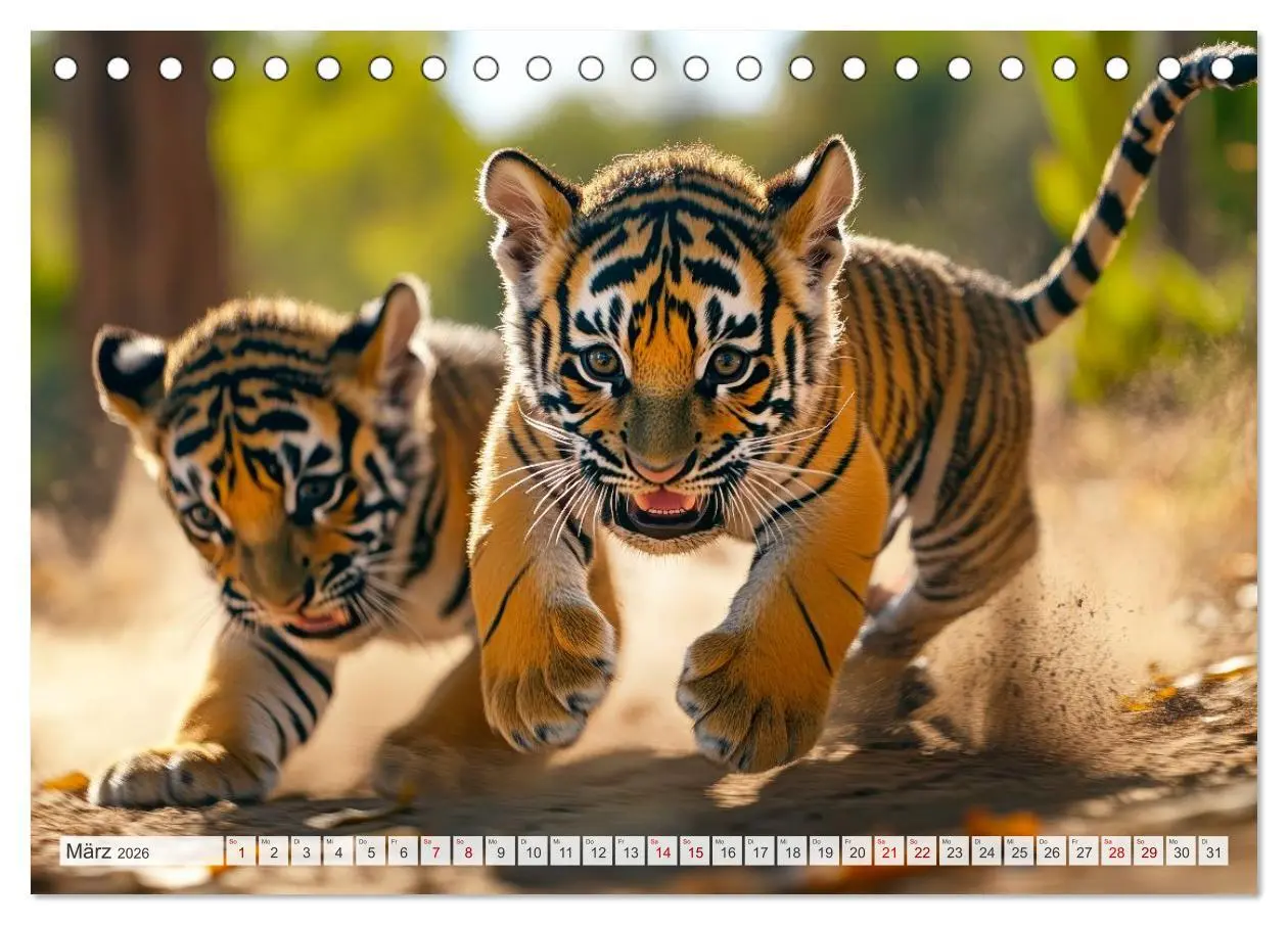 Bild: 9783516594133 | TIERKINDER Abenteuer Wildnis (Tischkalender 2026 DIN A5 quer),...