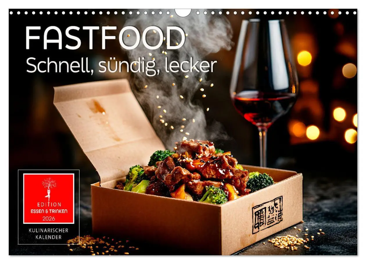 Cover: 9783457324233 | Fastfood - schnell, sündig, lecker (Wandkalender 2026 DIN A3 quer),...