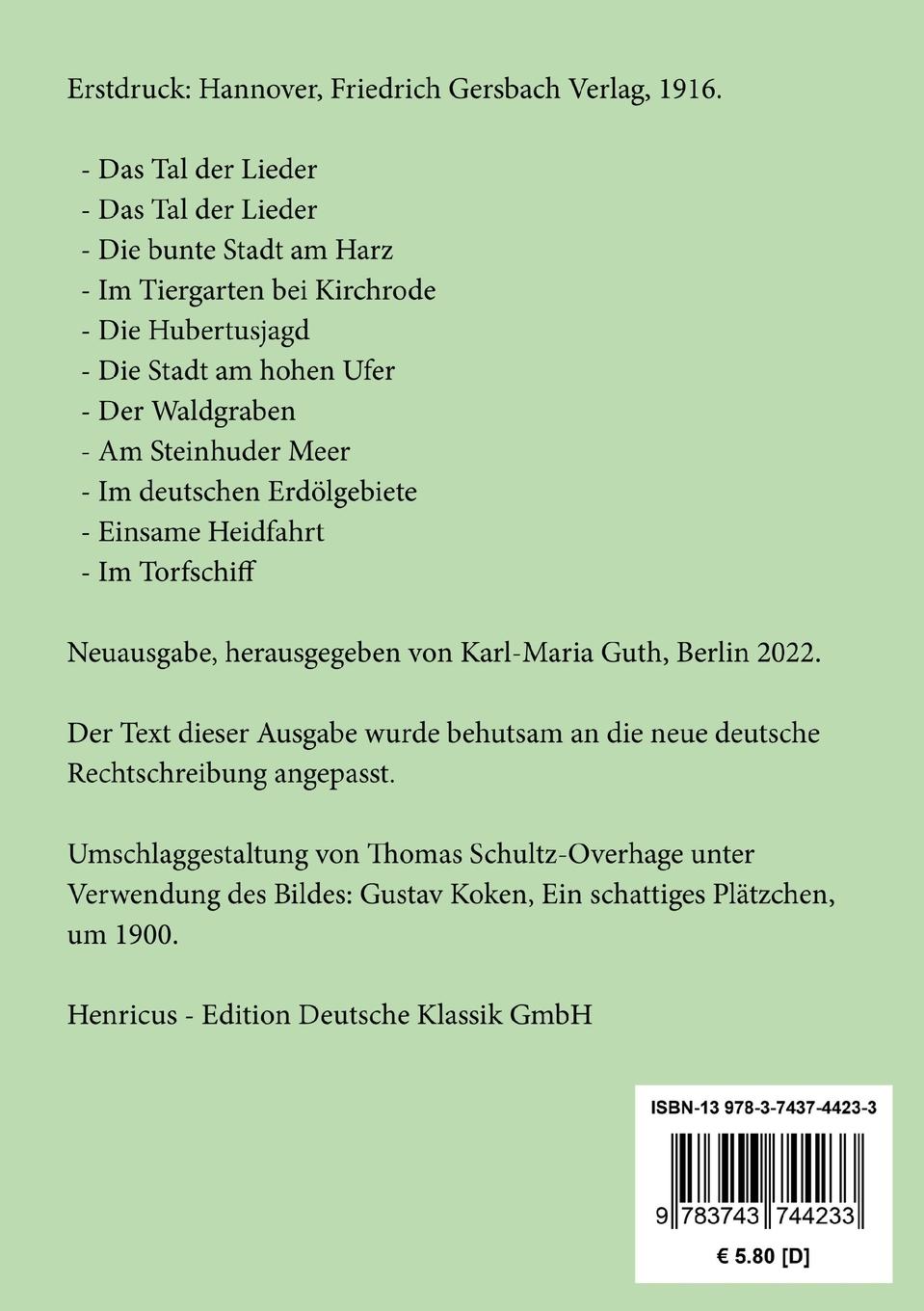 Rückseite: 9783743744233 | Das Tal der Lieder | Hermann Löns | Taschenbuch | Paperback | 48 S.
