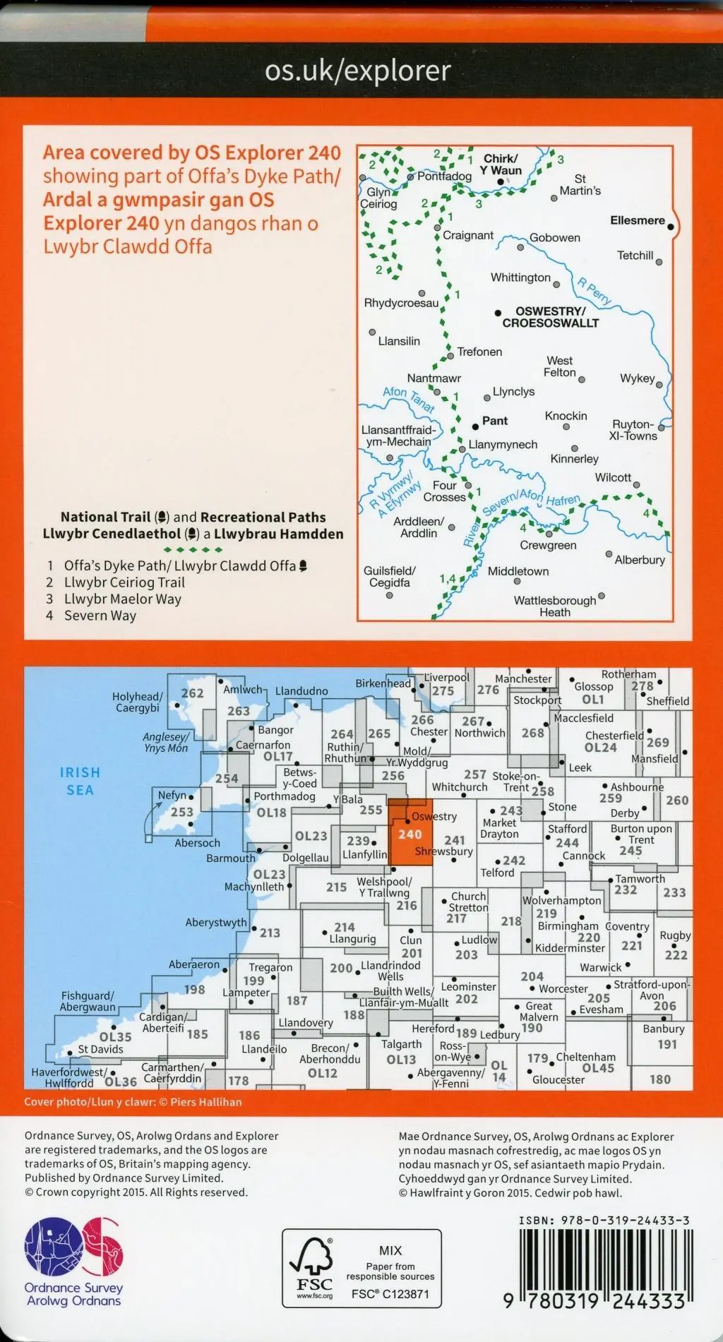 Bild: 9780319244333 | Oswestry / Croesoswallt | Ordnance Survey | (Land-)Karte | Englisch