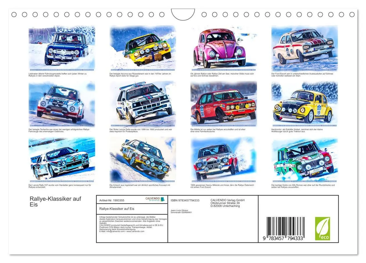 Bild: 9783457794333 | Rallye-Klassiker auf Eis (Wandkalender 2026 DIN A4 quer), CALVENDO...