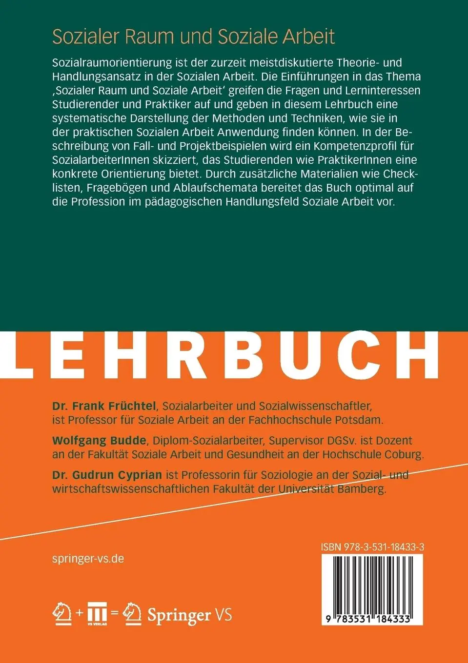 Rückseite: 9783531184333 | Sozialer Raum und Soziale Arbeit | Fieldbook: Methoden und Techniken