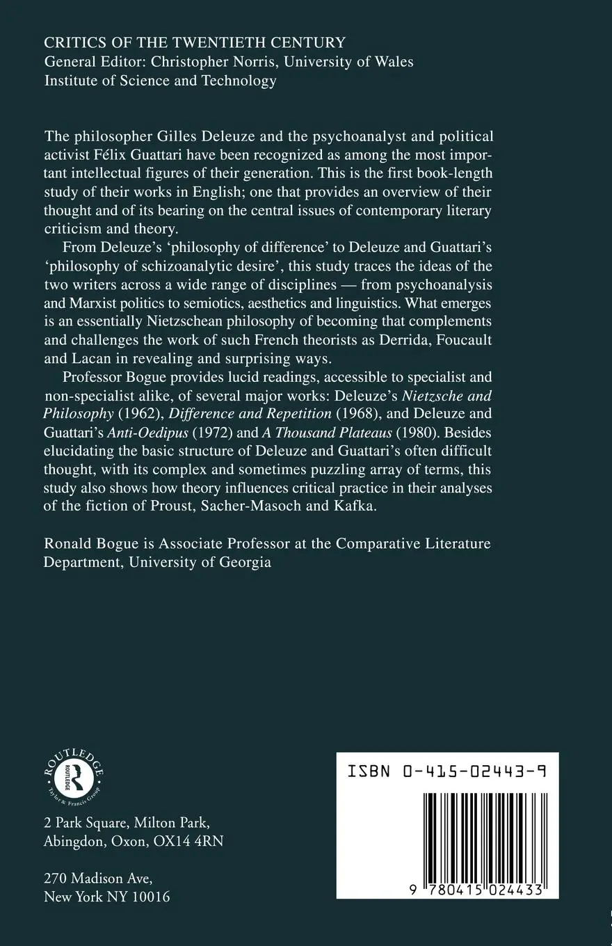 Rückseite: 9780415024433 | Deleuze and Guattari | Ronald Bogue | Taschenbuch | Englisch | 1989