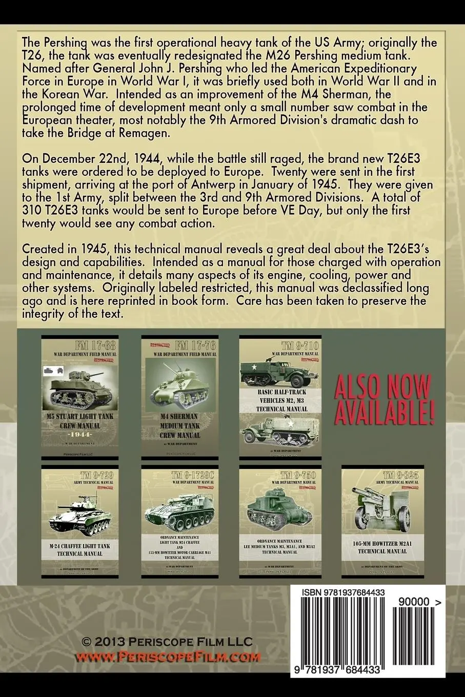 Rückseite: 9781937684433 | TM 9-735 Pershing Heavy Tank T26E3 Technical Manual | War Department