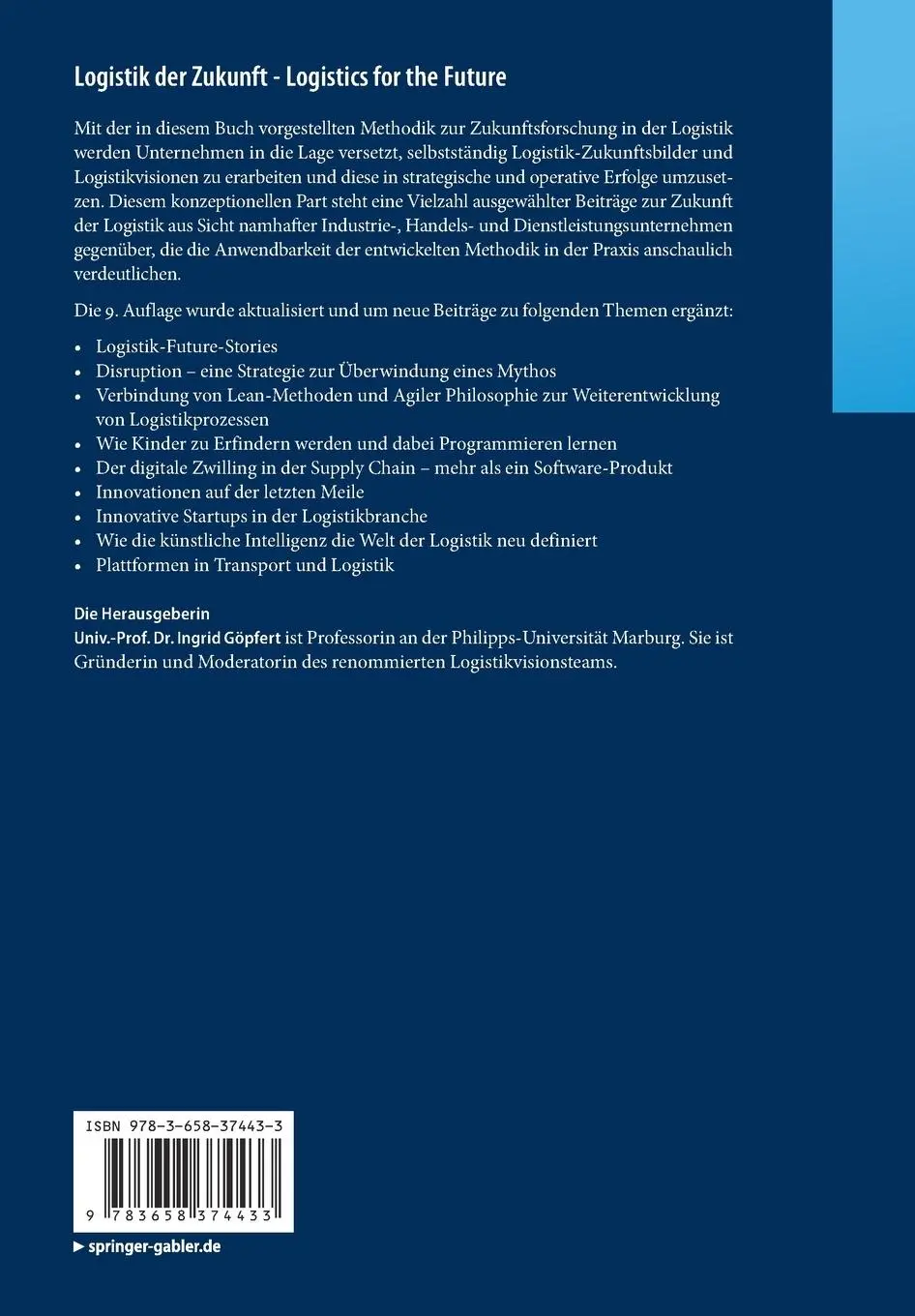 Rückseite: 9783658374433 | Logistik der Zukunft - Logistics for the Future | Ingrid Göpfert | xix