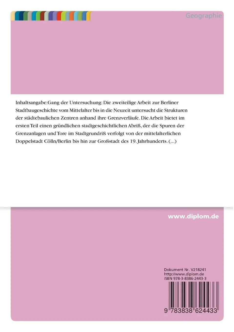 Rückseite: 9783838624433 | Grenzen und Stadttore von Berlin | Stefan Hirtz | Taschenbuch | 184 S.