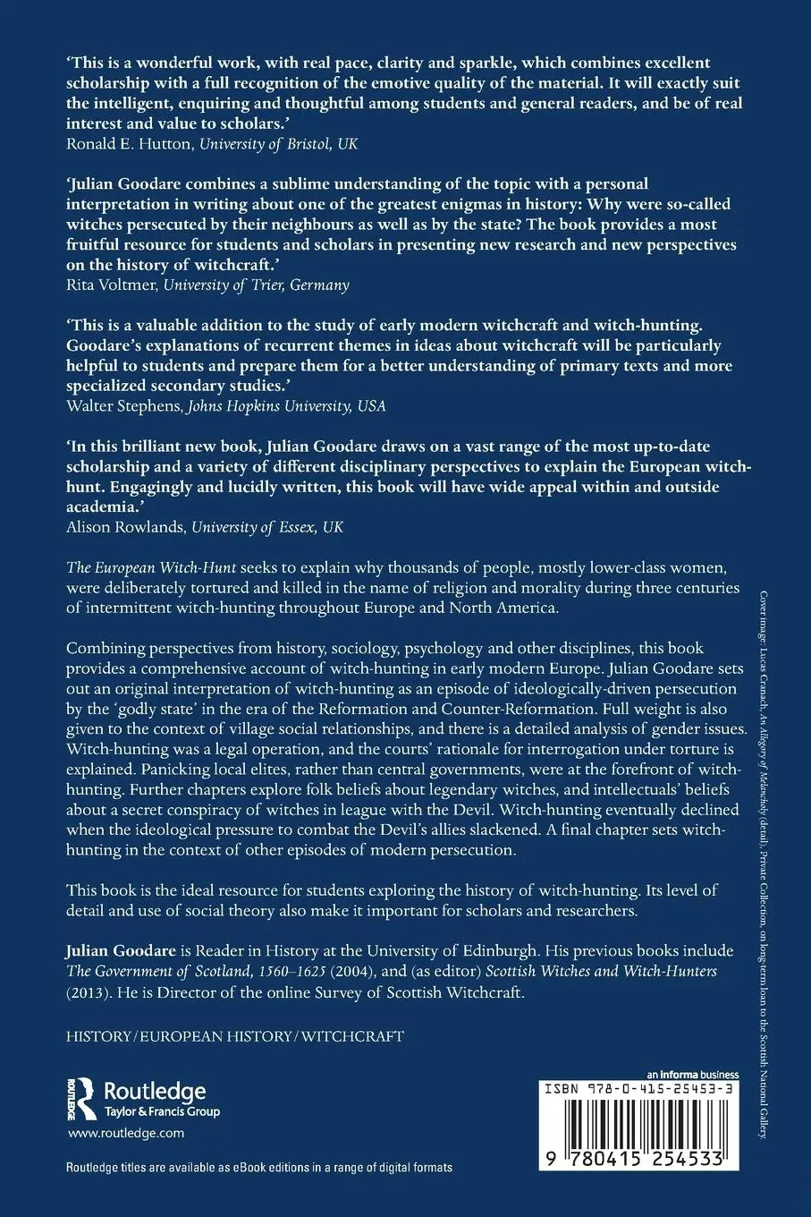 Rückseite: 9780415254533 | The European Witch-Hunt | Julian Goodare | Taschenbuch | Englisch