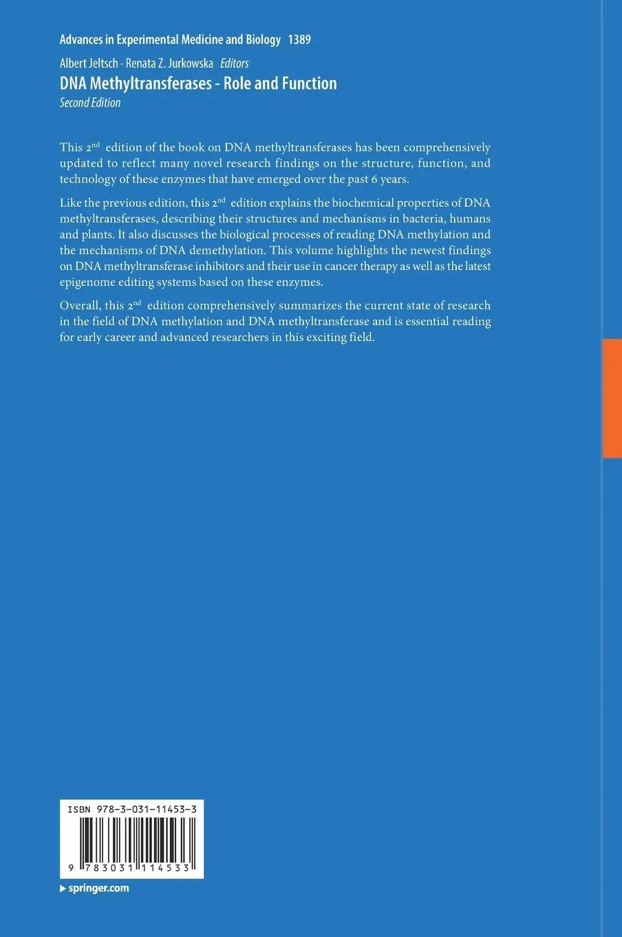 Rückseite: 9783031114533 | DNA Methyltransferases - Role and Function | Jurkowska (u. a.) | Buch