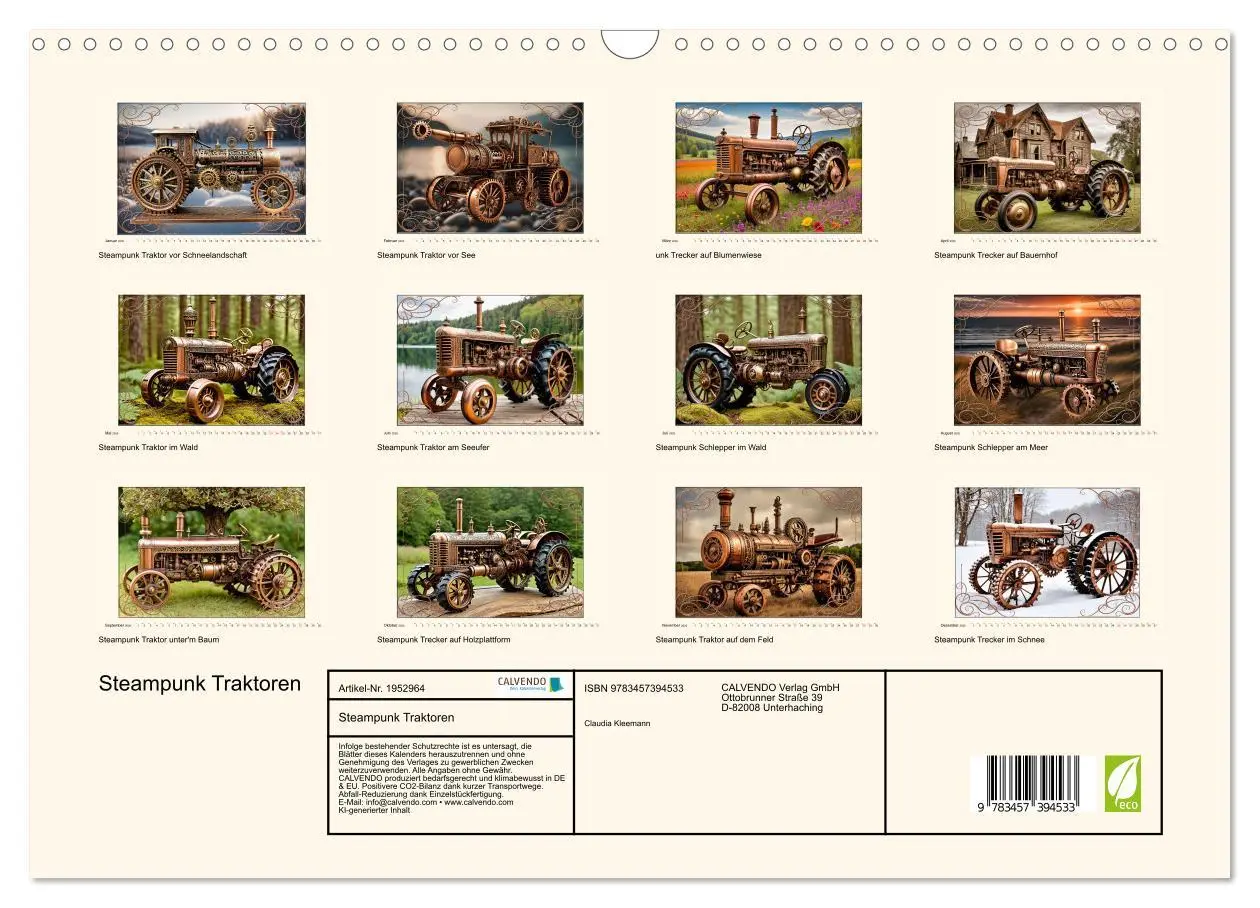 Bild: 9783457394533 | Steampunk Traktoren (Wandkalender 2026 DIN A3 quer), CALVENDO...