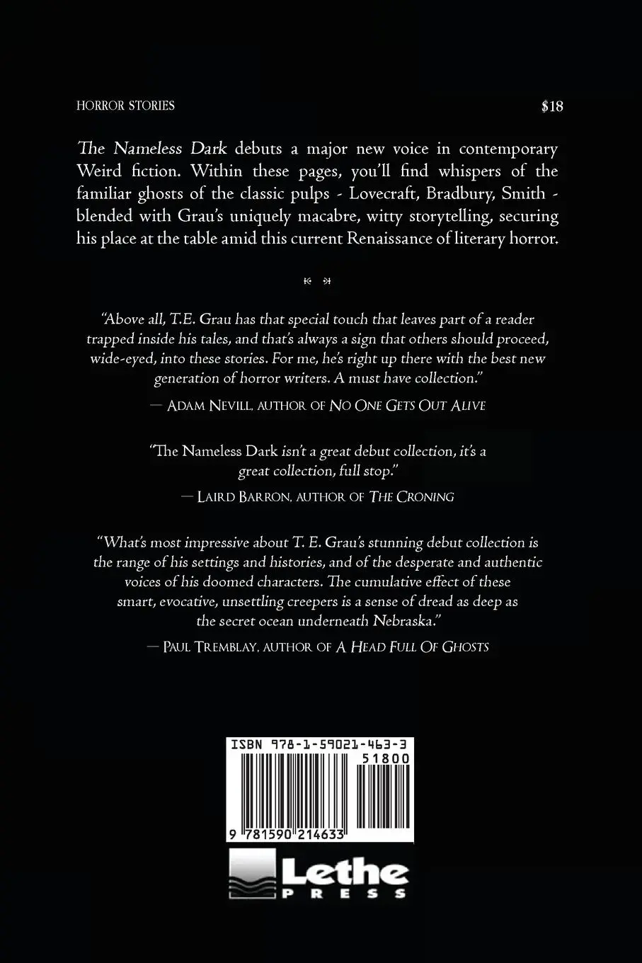 Rückseite: 9781590214633 | The Nameless Dark | T. E. Grau | Taschenbuch | Kartoniert / Broschiert