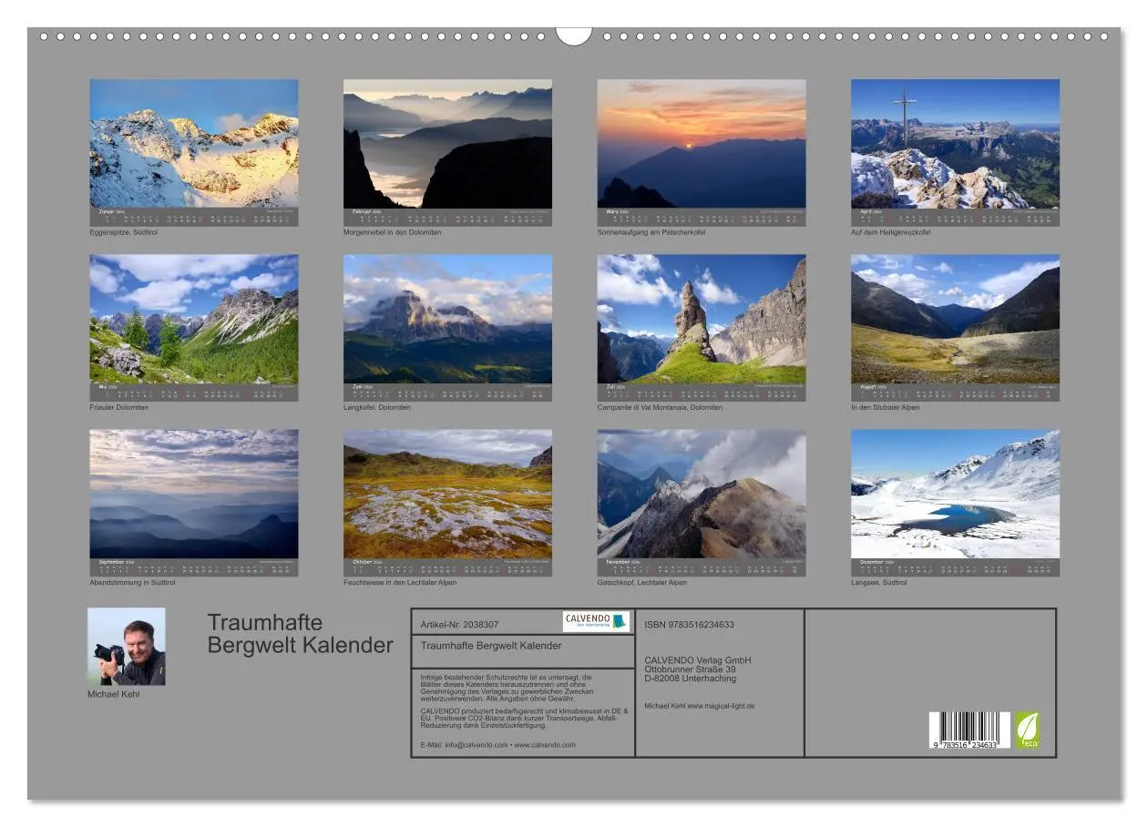 Bild: 9783516234633 | Traumhafte Bergwelt Kalender (Wandkalender 2026 DIN A2 quer),...