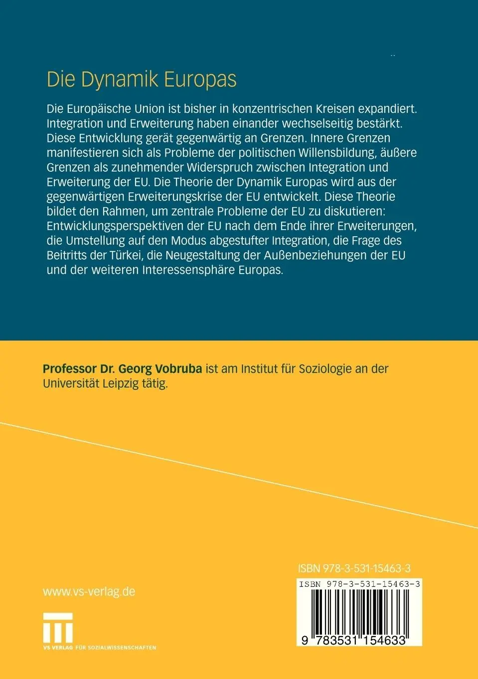 Rückseite: 9783531154633 | Die Dynamik Europas | Georg Vobruba | Taschenbuch | 152 S. | Deutsch