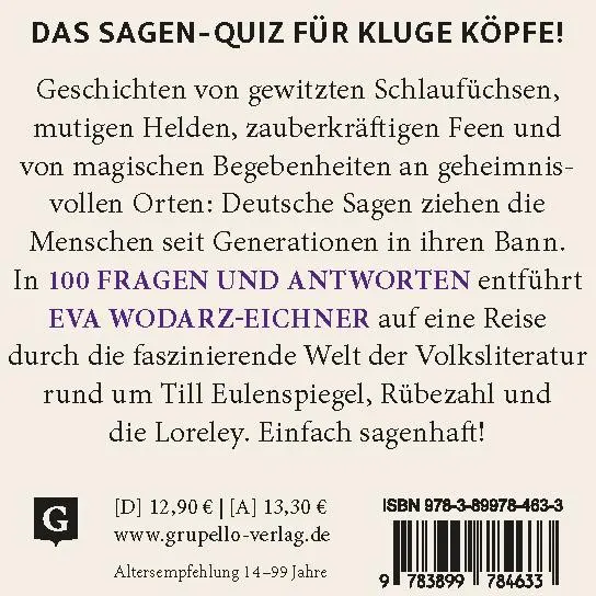 Rückseite: 9783899784633 | Deutsche Sagen-Quiz | 100 Fragen und Antworten | Eva Wodarz-Eichner