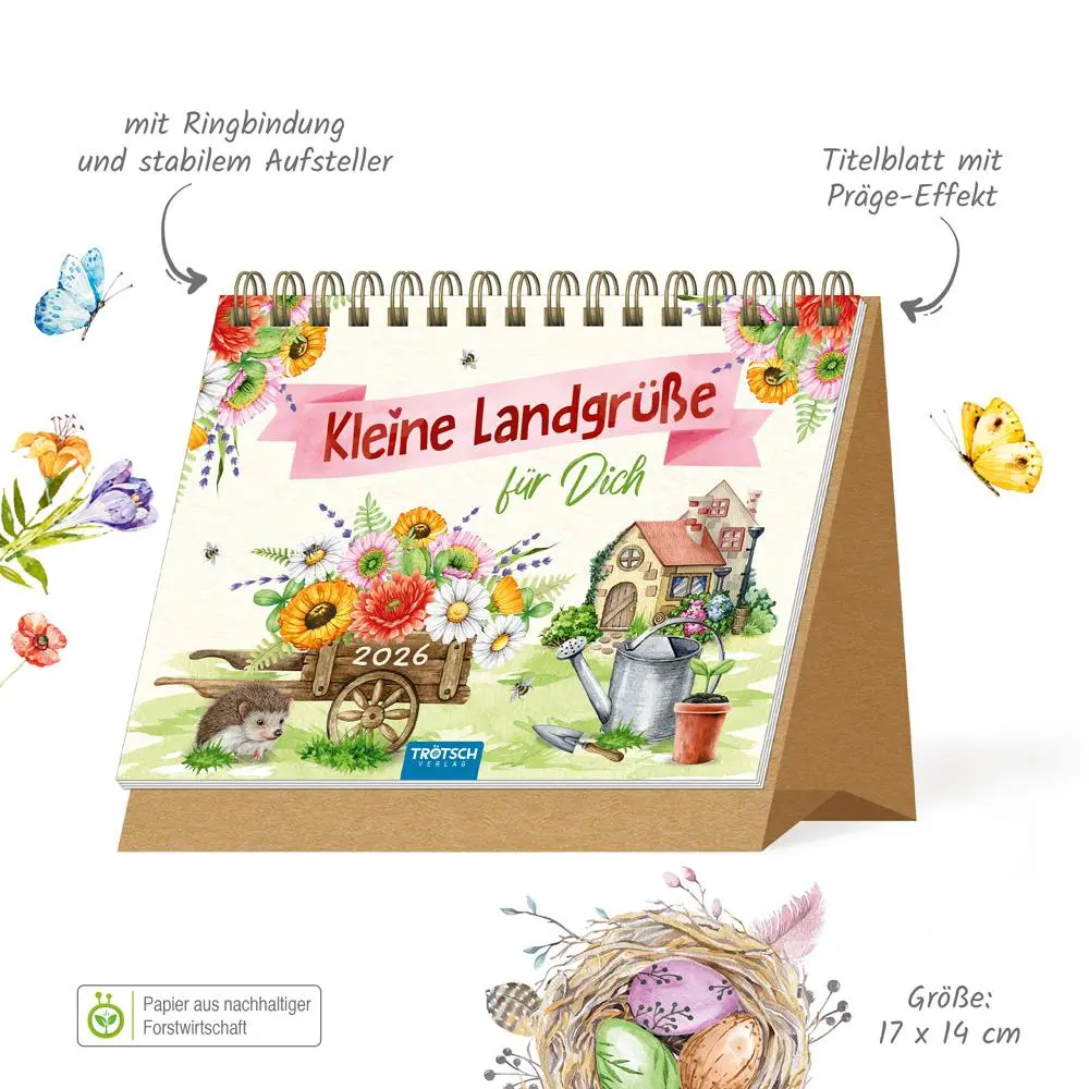 Bild: 9783988024633 | Trötsch Aufstellkalender Kleine Landgrüße 2026 | KG | Kalender | XXIV