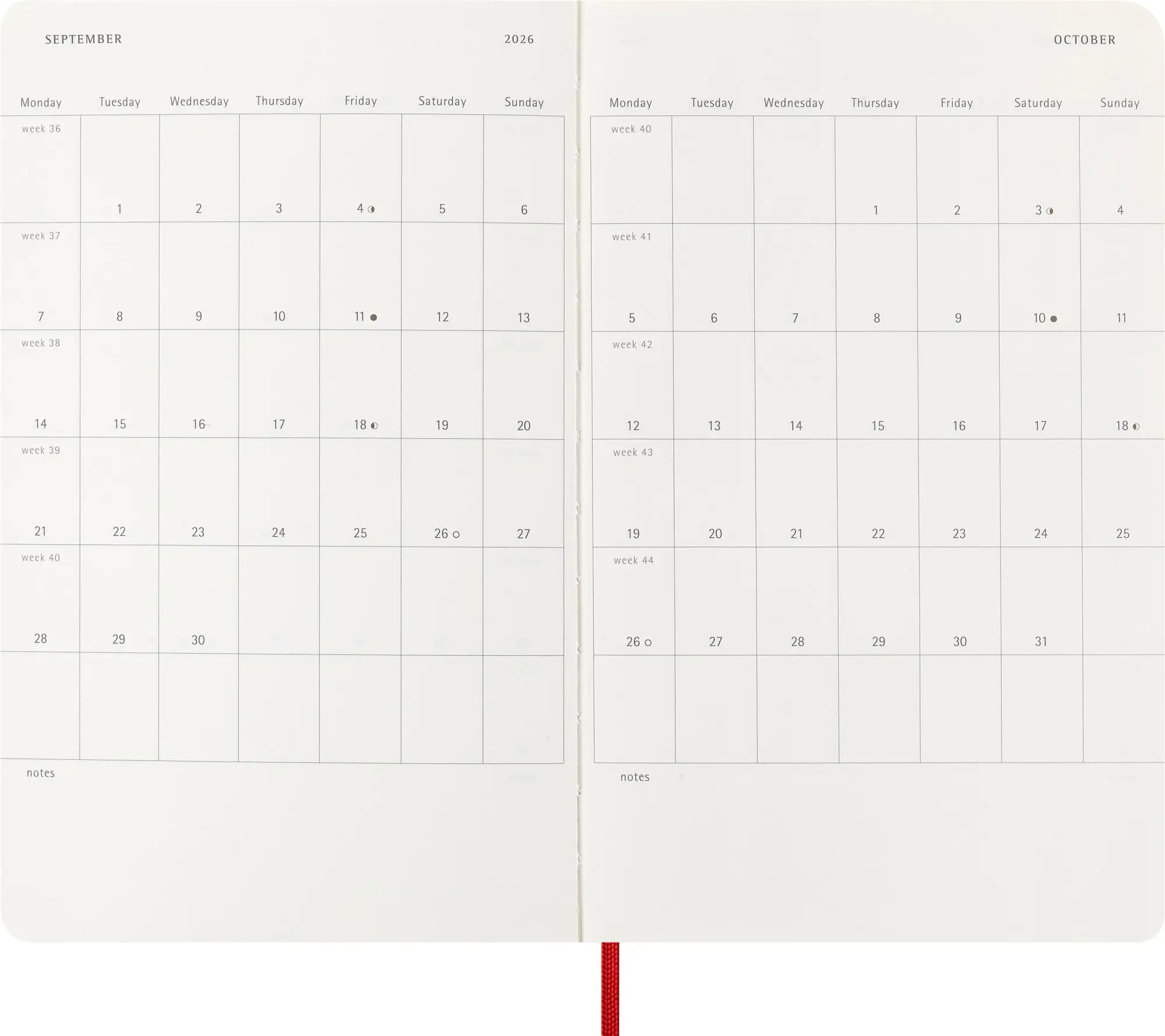 Bild: 8056999274733 | Moleskine 12 Monate Wochen Notizkalender 2026, Large/A5, 1 Wo = 1...