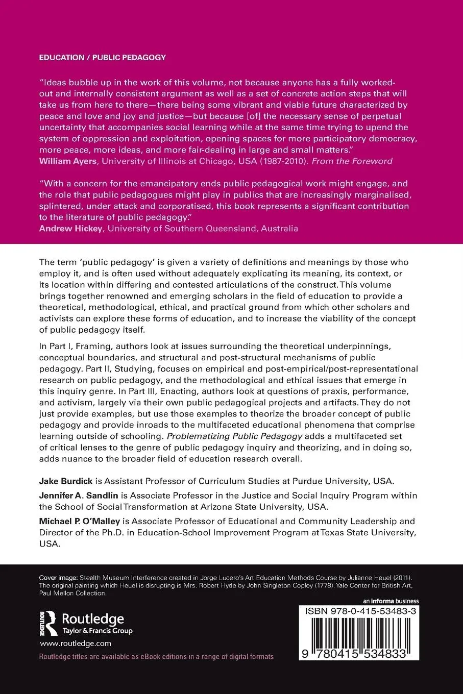 Rückseite: 9780415534833 | Problematizing Public Pedagogy | Jake Burdick (u. a.) | Taschenbuch
