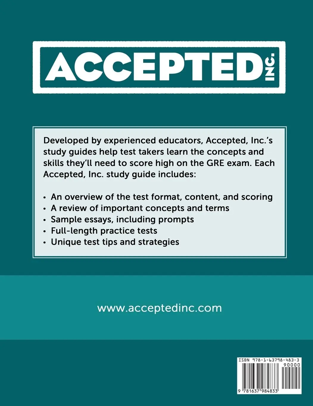 Rückseite: 9781637984833 | GRE Test Prep 2024-2025 | 5 Practice Exams and GRE Study Guide Book
