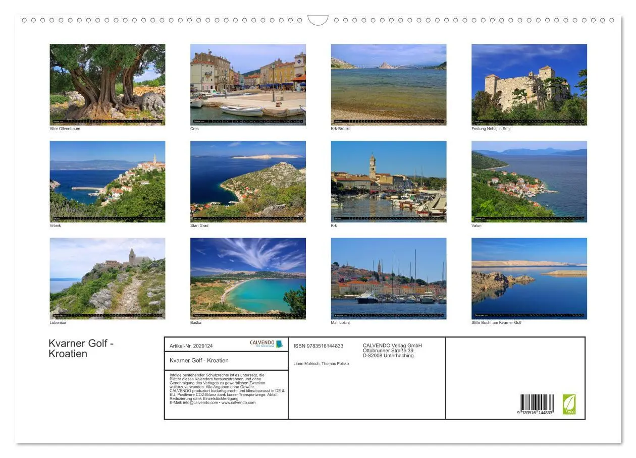Bild: 9783516144833 | Kvarner Golf - Kroatien (Wandkalender 2026 DIN A2 quer), CALVENDO...