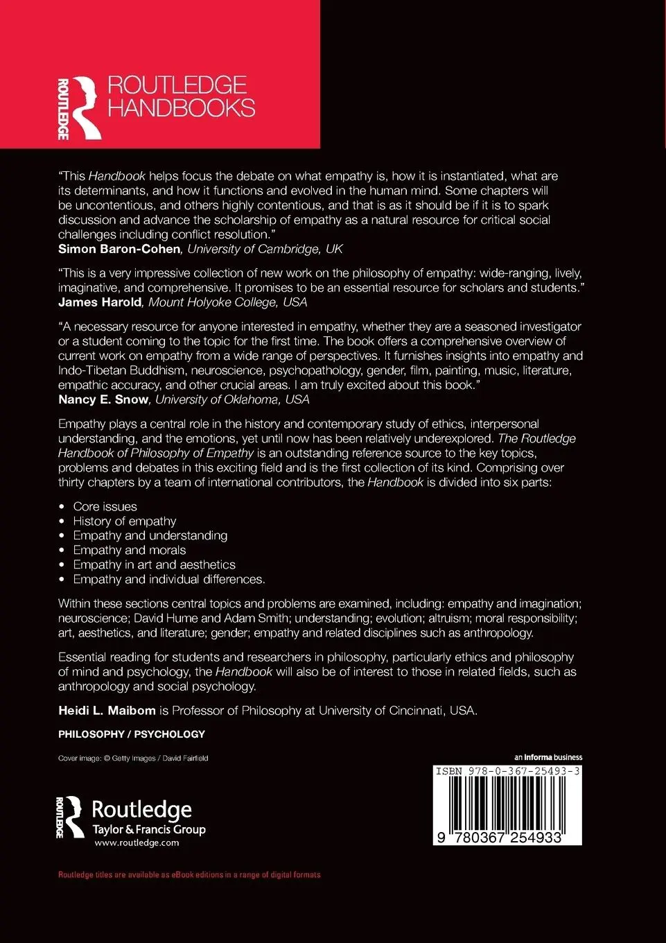 Rückseite: 9780367254933 | The Routledge Handbook of Philosophy of Empathy | Heidi Maibom | Buch